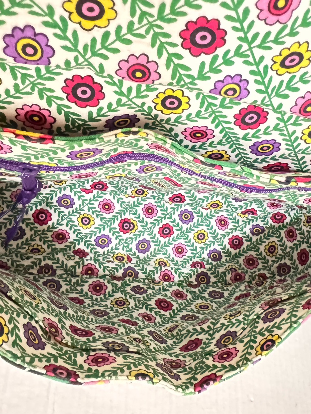 Vera Bradley Viva La Vera Flap Shoulder Bag Floral Quilted Cotton Cottage Retire - Picture 5 of 6